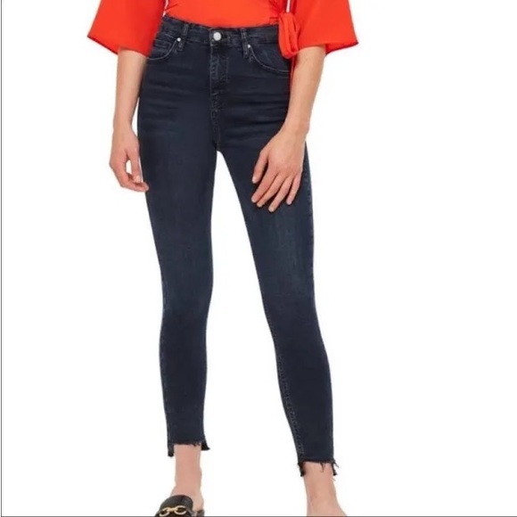 Topshop Moto Jamie Step Hem High Waist Ankle Grazer Slim Jeans - Picture 1 of 8